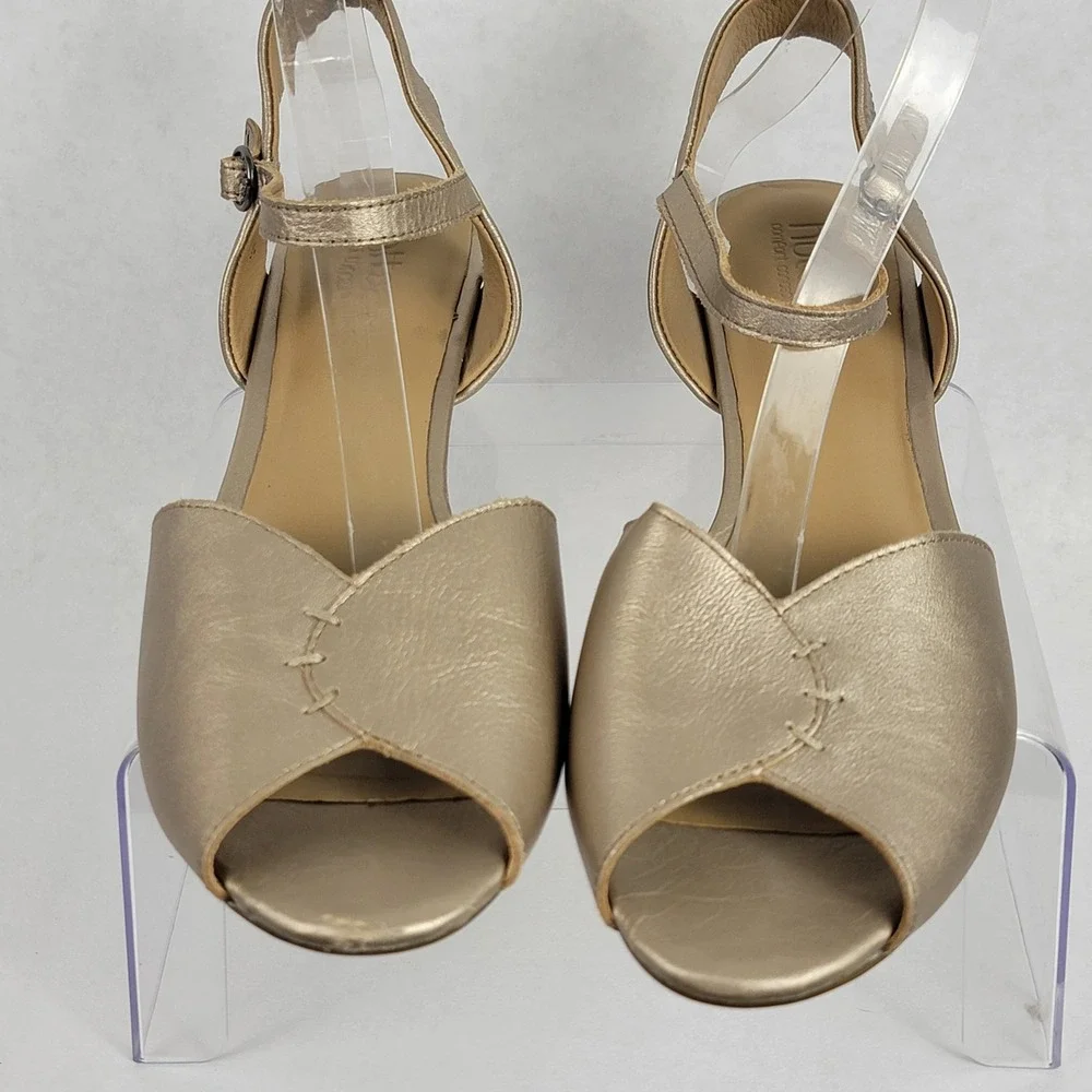 Hotter Comfort Concept Hallie Gold Floral Wedge Sandal Womens 11 Summer Metallic
